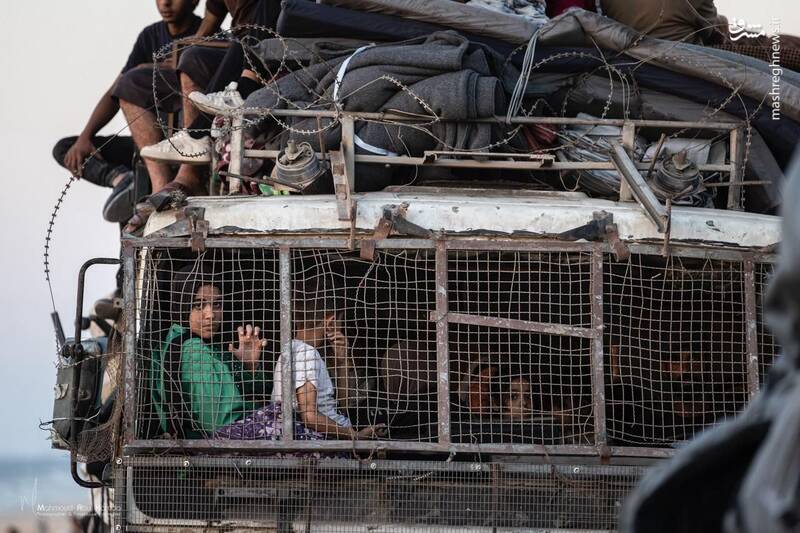 عکس/ آوارگی اجباری فلسطینیان در غزه زیر آتش سنگین صهیونیست‌ها