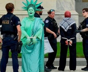 آزادی بیان آمریکایی حتی به تندیس آزادیشونم رحم نکرد+ عکس