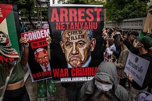 ظاهرات حامیان فلسطین در مقابل سفارت اسرائیل در بانکوک