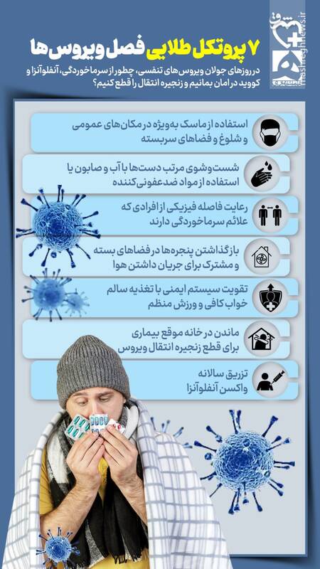 اینفوگرافیک / 7 پروتکل طلایی فصل ویروس‌ها
