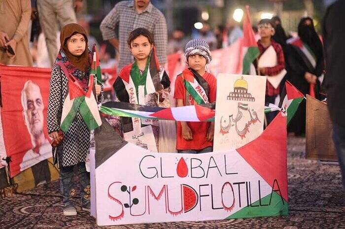 اجتماع بزرگ همبستگی با غزه در «لاهور» پاکستان + فیلم و عکس