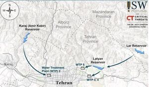 انتشار نقشه منابع آبی تهران توسط موسسه صهیونیستی- آمریکایی/ لزوم تقویت پدافند غیرعامل برای مقابله با طراحی دشمن+عکس