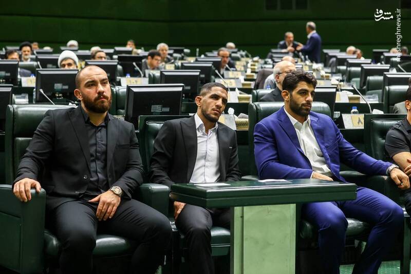 عکس / تجلیل از مدالآوران کشتی در مجلس 10