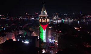برج گالاتا استانبول به رنگ پرچم فلسطین درآمد
