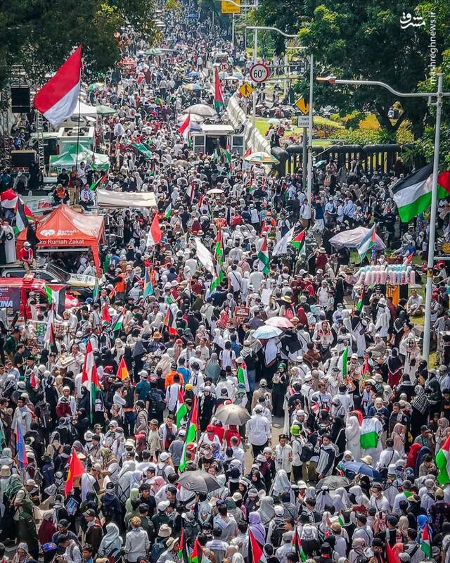 عکس/ تظاهرات گسترده مردم اندونزی در حمایت از فلسطین