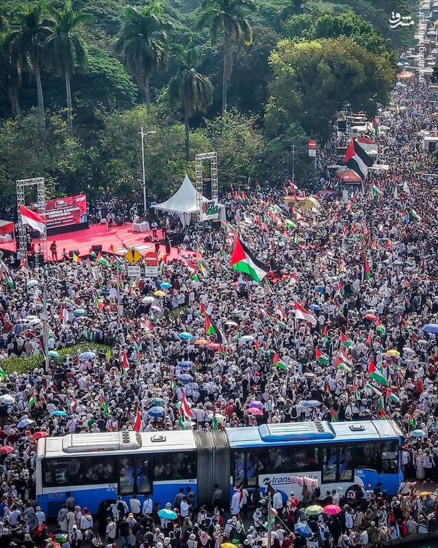 عکس/ تظاهرات گسترده مردم اندونزی در حمایت از فلسطین