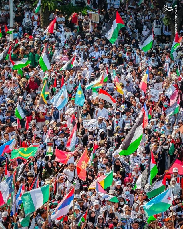 عکس/ تظاهرات گسترده مردم اندونزی در حمایت از فلسطین