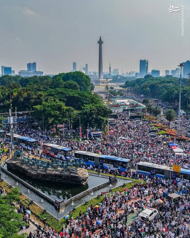 عکس/ تظاهرات گسترده مردم اندونزی در حمایت از فلسطین