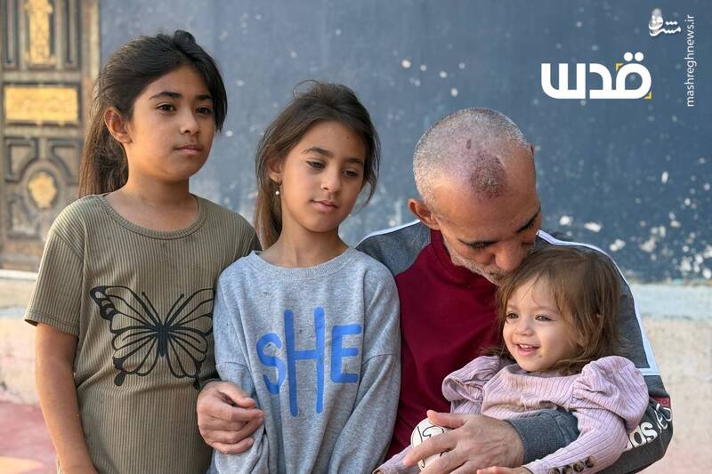 دیدار اسیر فلسطینی با نوهها برای اولین بار +عکس