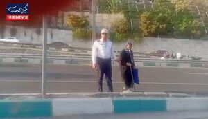 فیلم/ خدمت افسر پلیس راهور به یک خانم سالمند در بزرگراه صدر