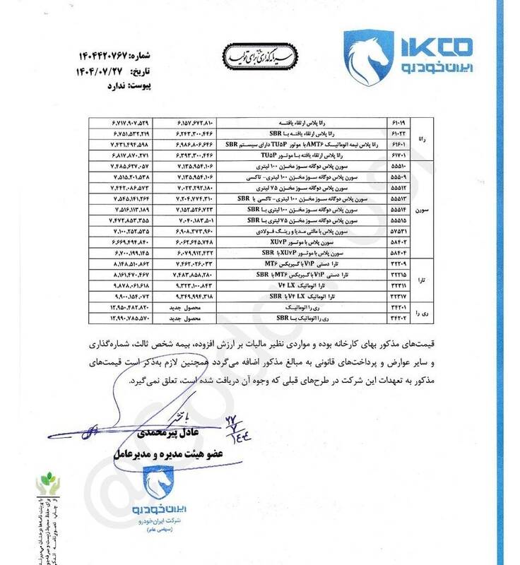 قیمت جدید ۴۳محصول ایران خودرو اعلام شد+ جدول