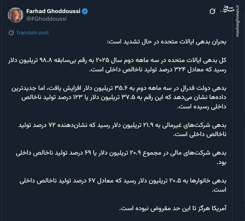 بحران بدهی گریبان گیر آمریکا شد