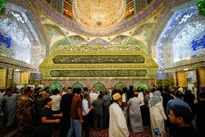 عکس / گلآرایی ضریح امیرالمومنین برای ولادت عقیله بنی هاشم
