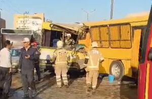 فیلم/ تصادف دو اتوبوس در جاده مخصوص کرج با ۲۶ مصدوم