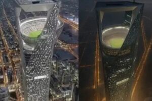 ورزشگاه در ارتفاع 350 متری عربستان «فیک» از آب درآمد