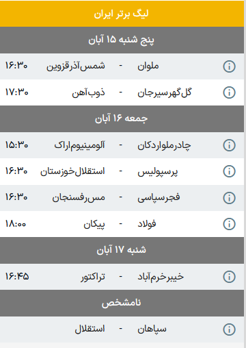 اعلام اسامی محرومان هفته دهم لیگ برتر