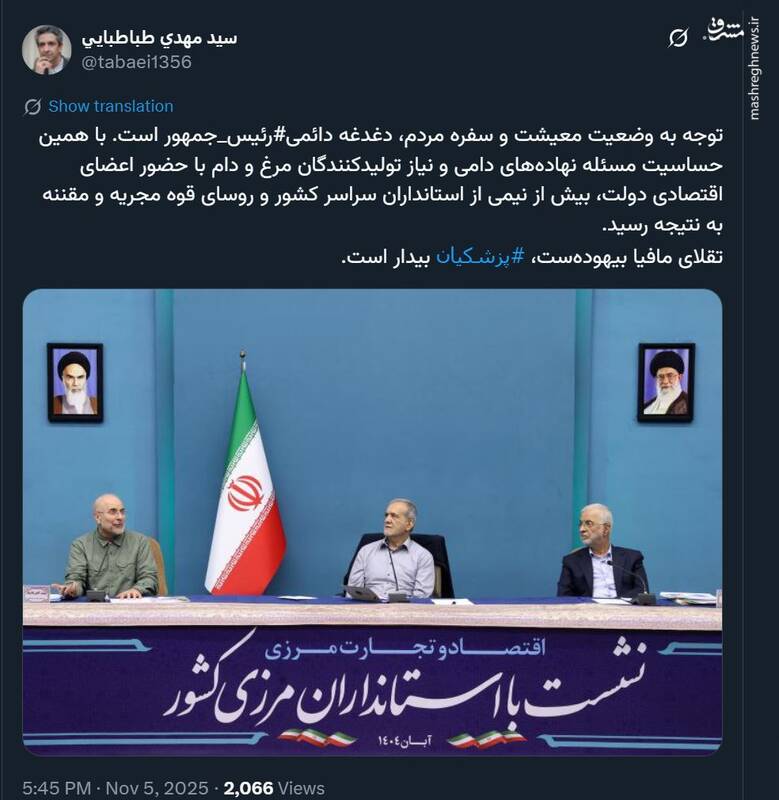 تقلای مافیا بیهودهست؛ پزشکیان بیدار است