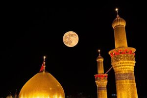 عکس / ماه کامل بر فراز حرمین کربلا