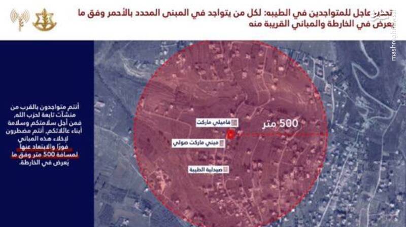 عکس/ هشدار تخلیه ارتش رژیم صهیونیستی در جنوب لبنان