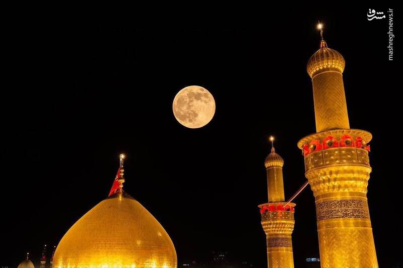 عکس / ماه کامل بر فراز حرمین کربلا 3