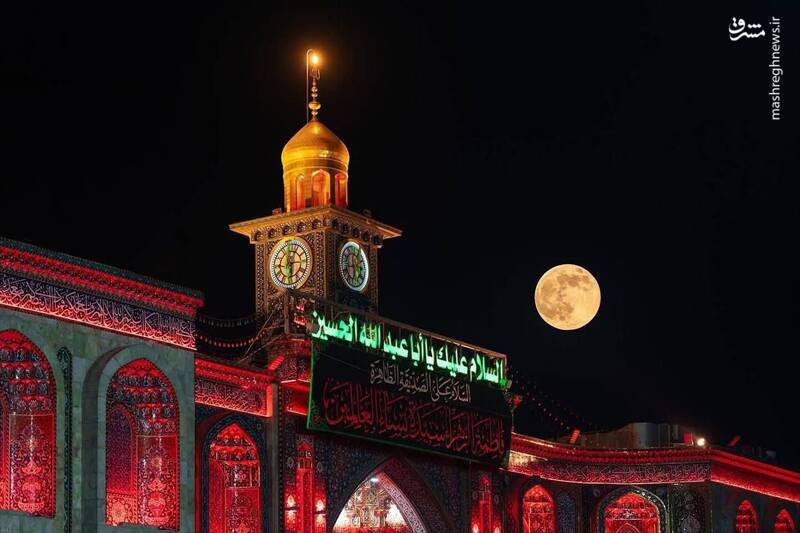 عکس / ماه کامل بر فراز حرمین کربلا 2