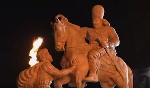 فیلم/ لحظه رونمایی از مجسمه «شاپور دوم»