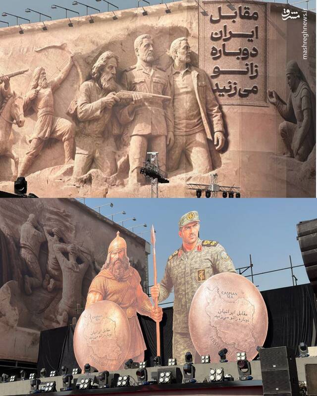 رونمایی از مجسمه «زانو زنندگان برابر ایران» در میدان انقلاب+ عکس