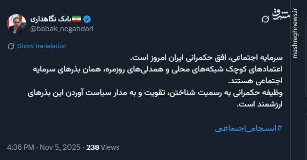 سرمایه اجتماعی، افق حکمرانی ایران امروز