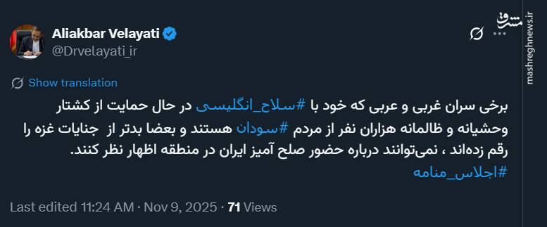 همدستان جنایت سودان درباره حضور صلح آمیز ایران اظهارنظر نکنند