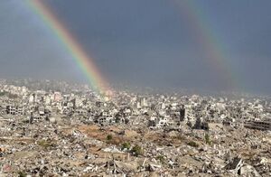 لحظاتی پس از بارش باران در غزه