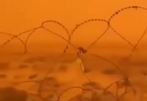 فیلم/ طوفان شدید گرد و غبار در مرز عراق و سوریه در استان الانبار