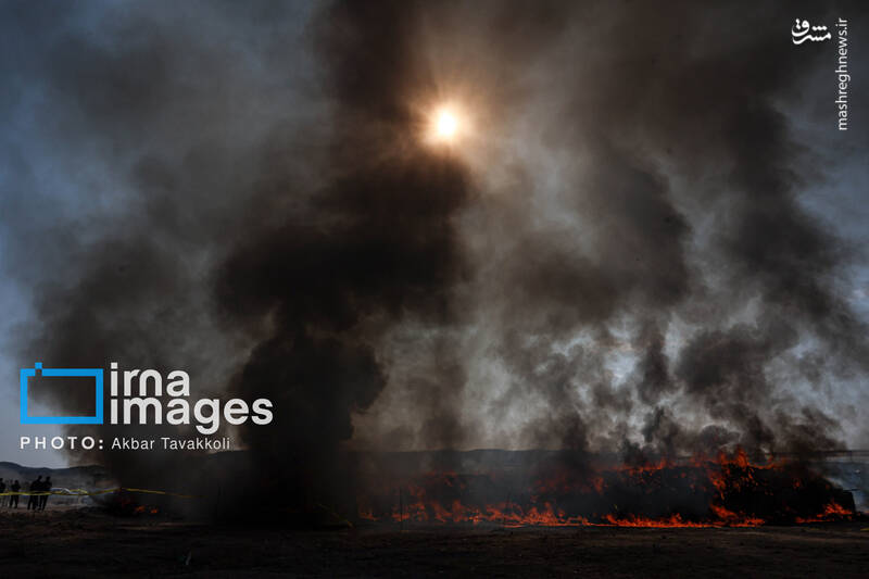 عکس/ امحای ۲۰ تن مواد مخدر در پایتخت