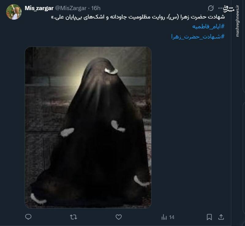 واکنش کاربران فضای مجازی در سالروز شهادت حضرت زهرا (س) 19