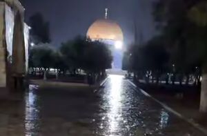 فیلم/ بارش باران همراه با طنین اذان صبح در مسجدالاقصی
