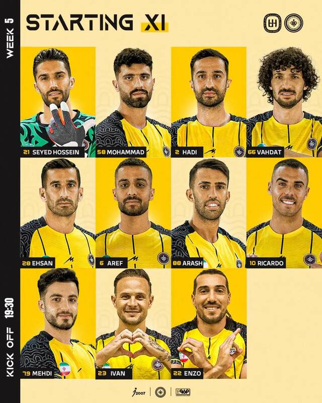 ترکیب سپاهان مقابل الحسین اردن