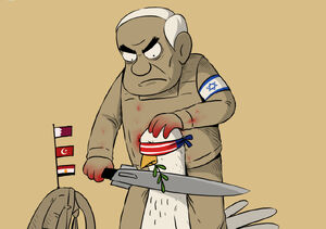 واکنش کارتونیست یمنی به انفعال جهان عرب در قبال فلسطین