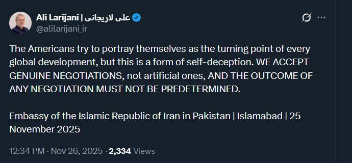 لاریجانی: مذاکرات واقعی را میپذیریم!