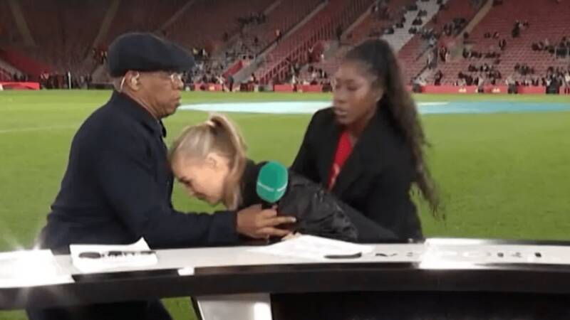 مجری زن معروف انگلیس کنار زمین فوتبال غش کرد +فیلم