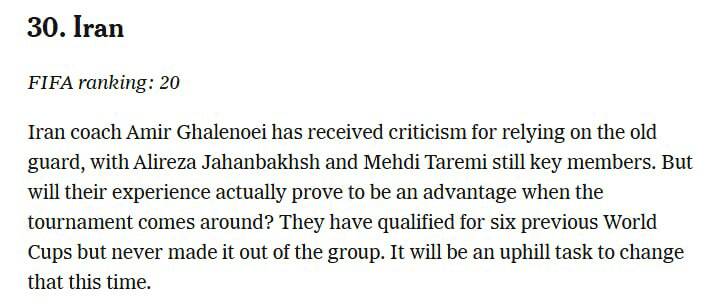 پیشبینی جایگاه ایران در جام جهانی