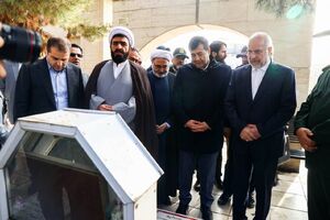 عکس / حضور رئیس مجلس در گلزار شهدای طرقبه