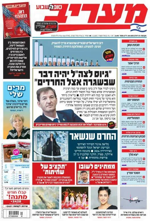 صفحه نخست روزنامههای عبری زبان/ انتخاب رئیس جدید سازمان تروریستی موساد و حواشی آن