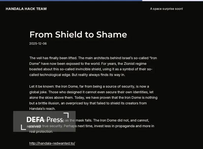 افشای اطلاعات معماران گنبد آهنین توسط حنظله