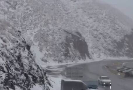 فیلم/ بارش برف در جاده چالوس