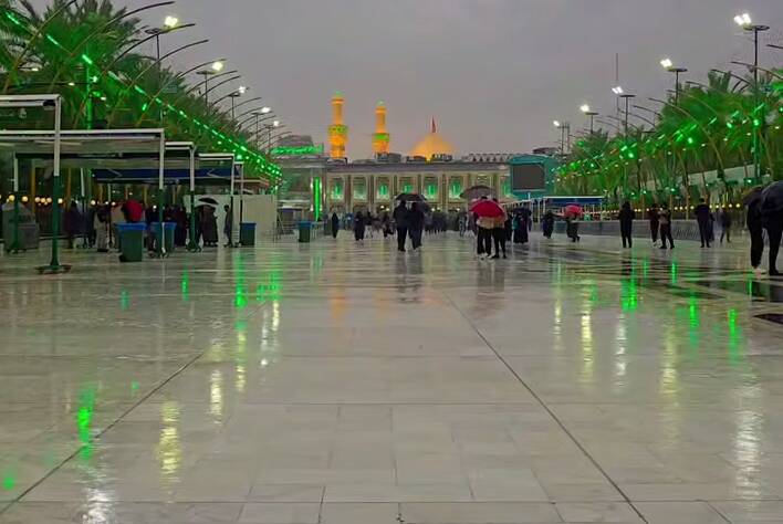 فیلم/ بارش باران صبحگاهی در کربلای معلی