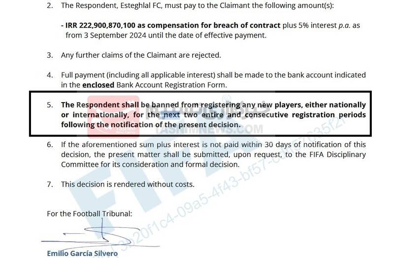 استقلال , جلالالدین ماشاریپوف , سازمان لیگ فوتبال ایران , فدراسیون فوتبال ,