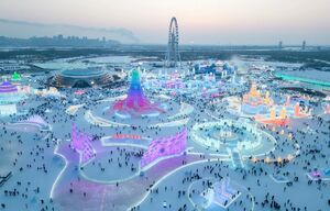 افتتاح بزرگترین پارک یخی و برفی جهان در چین