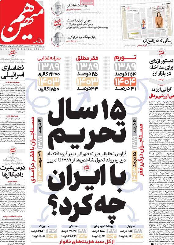 سانسور تحریمهای پسا فتنه توسط روزنامه هممیهن/ راهحل کاهش قیمت دلار مذاکره با آمریکا و اصلاحات اساسی است!