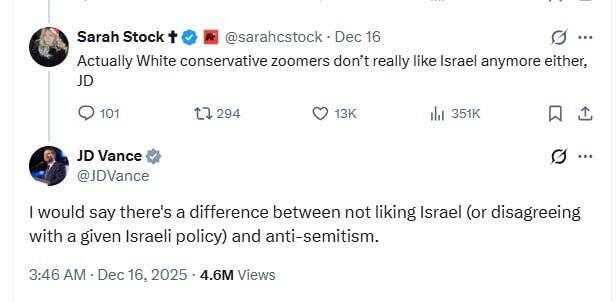 معاون ترامپ: دوست نداشتن اسرائیل و یهودستیزی تفاوت دارد