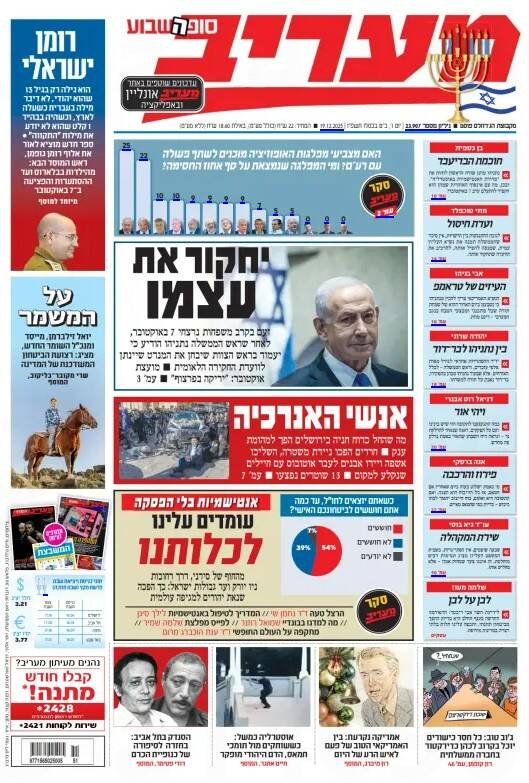 صفحه نخست روزنامههای عبری زبان/ مقام امنیتی صهیونیست: تا زمانی که حماس باشد، محاصره غزه را ادامه خواهیم داد