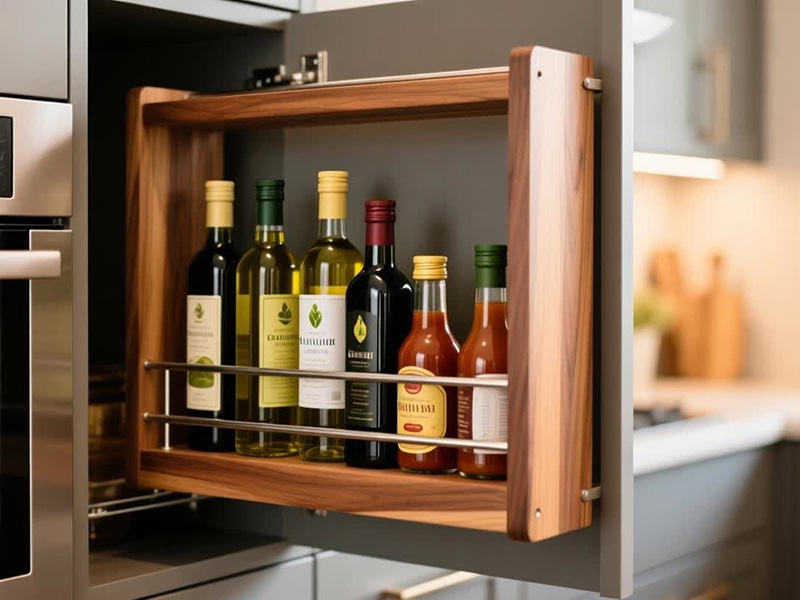 این اکسسوری ها برای آشپزخونه لازمه: سطل زباله کابینت ، جا بطری و جا ادویه